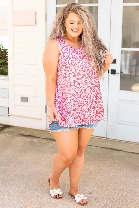 Little Florals Top, Red