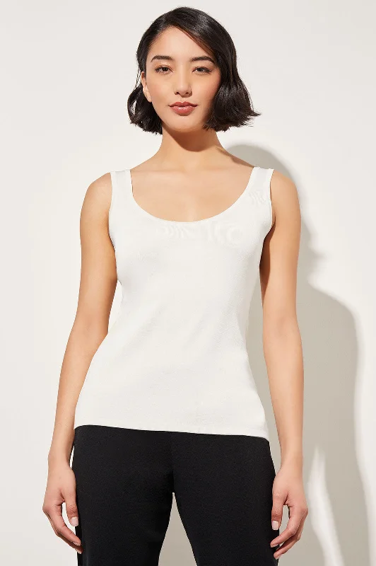 LunaSweep Mid-Length Tank - Knit, White