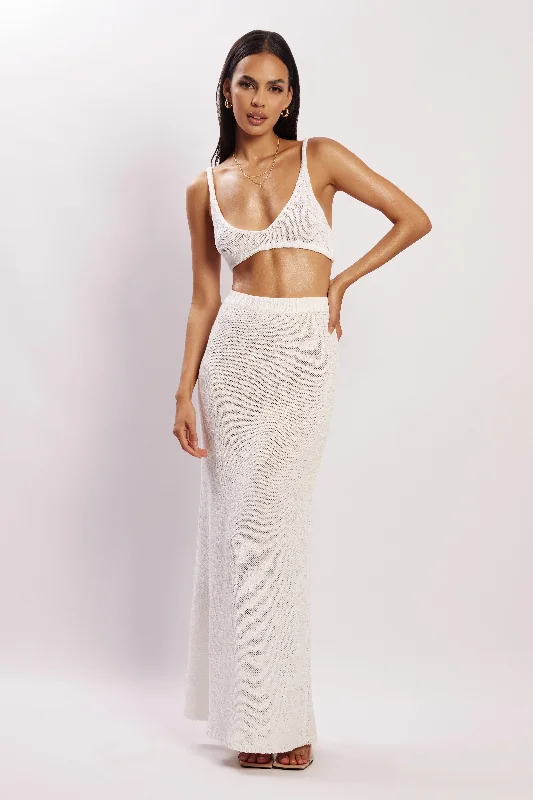 Mary Knit Maxi Skirt - White