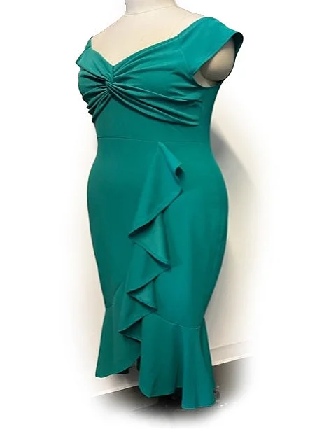 Mavia Mermaid Bodycon Plus Size Cocktail Dress in Emerald