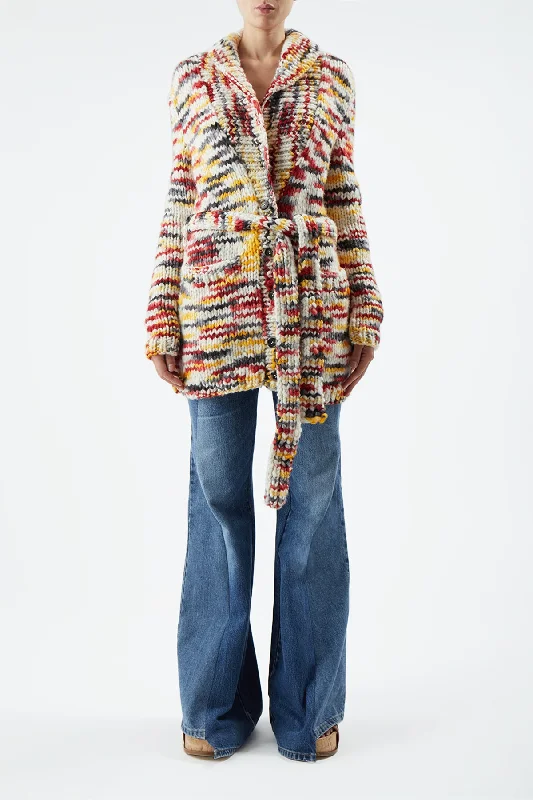 Moses Knit Cardigan in Space Dye Fire Multi Welfat Cashmere