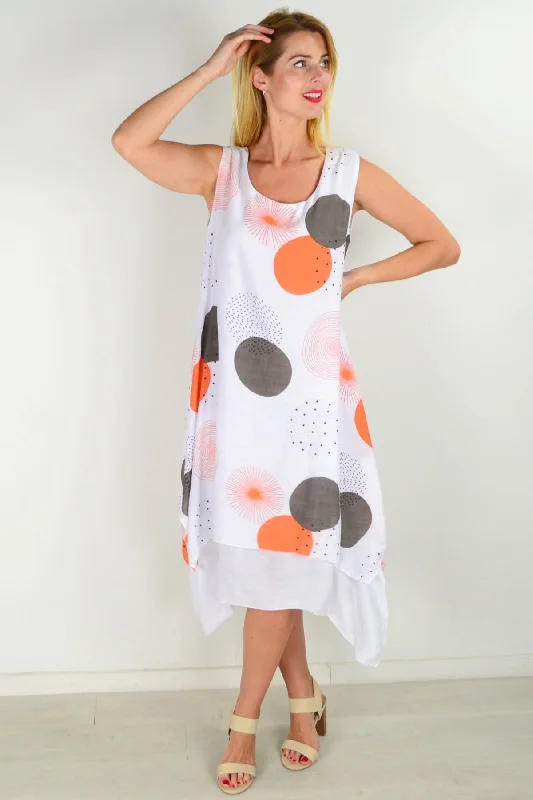 Orange Spot Sleeveless Tunic Dress