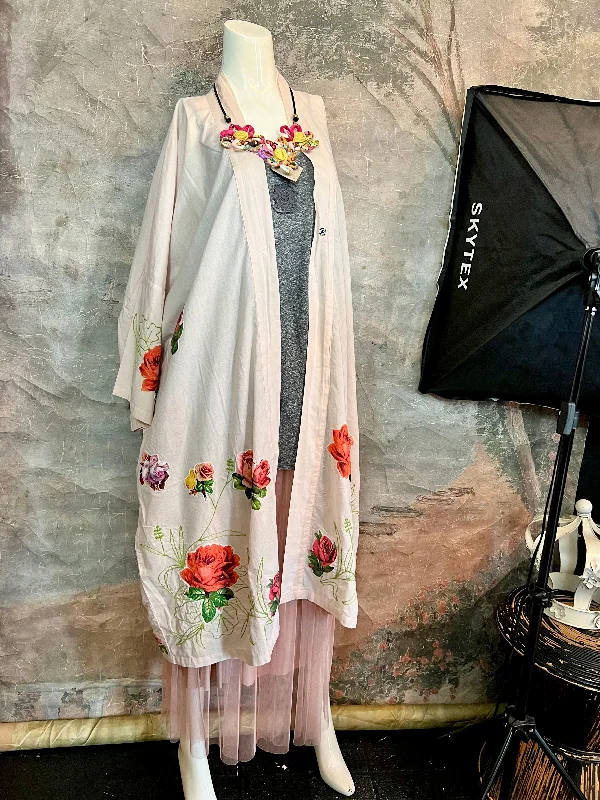 PCS878J Floral Patchwork Duster-Pink