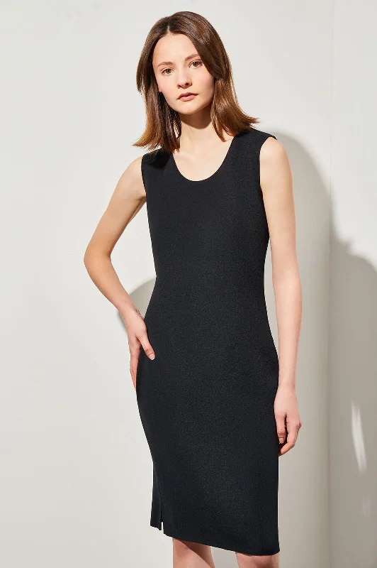 Plus Size Sleeveless Sheath Knit Dress, Black