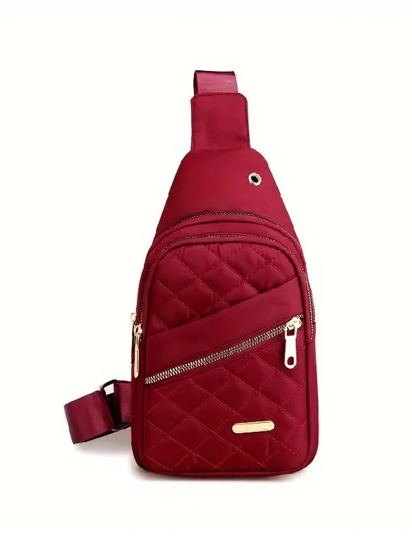 Quilted Crossbody Bag in Wine