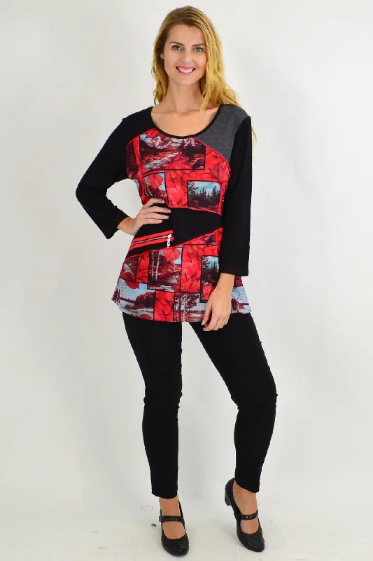 Red Autumn Delight Tunic Top