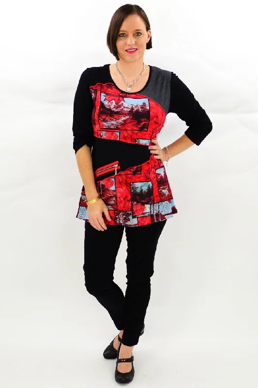 Red Autumn Delight Tunic Top