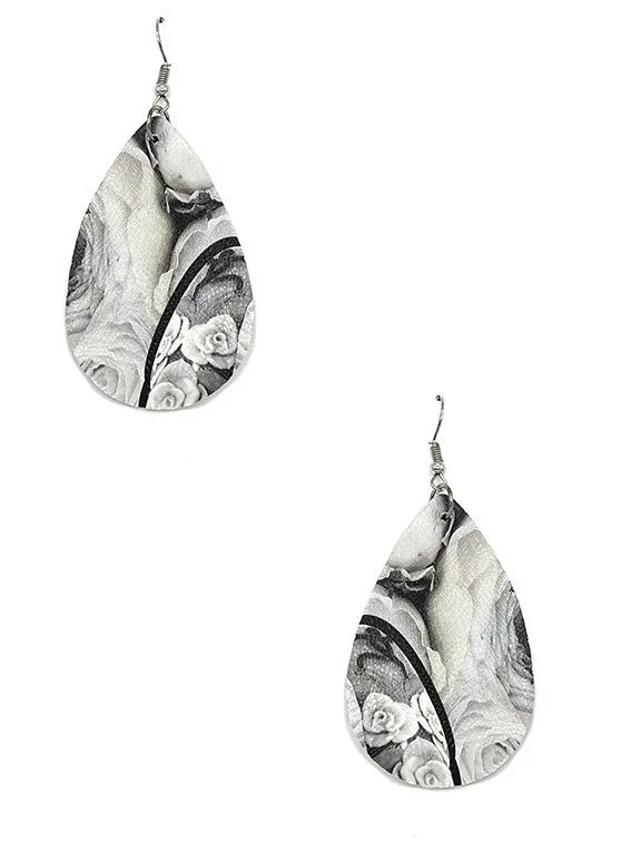 Rose Print Teardrop Earring