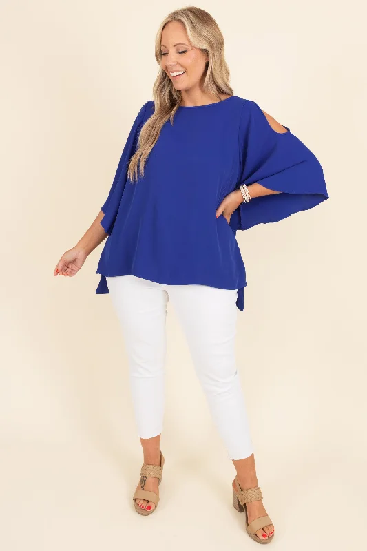 Toasted Coconut Top, Royal Blue