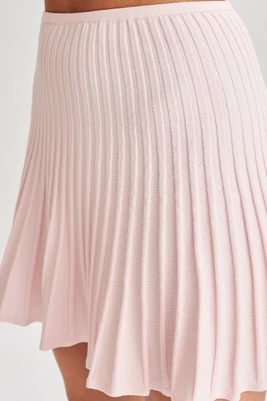 Wendy Pleated Knit Mini Skirt - Fairy Floss Pink