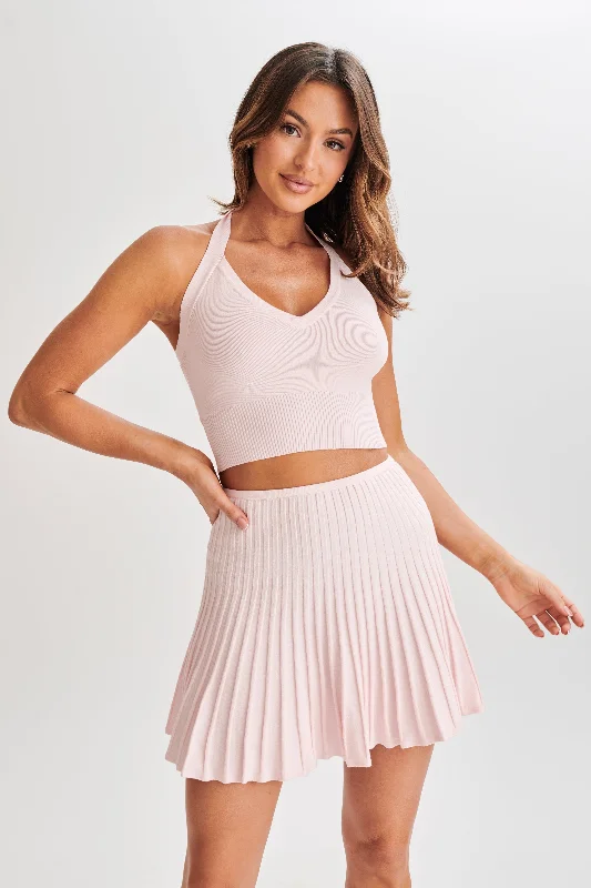 Wendy Pleated Knit Mini Skirt - Fairy Floss Pink