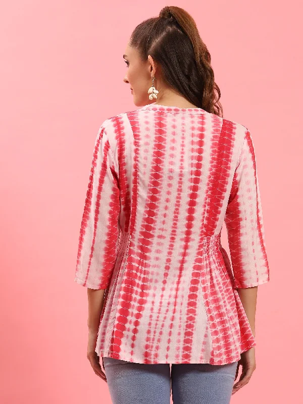 Women Coral Tie Dye Printed Tunic