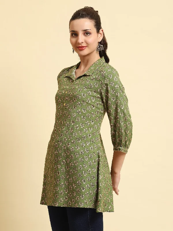 Women Green Floral Printed Tunic