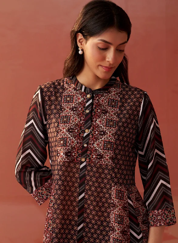 Anavya Black Printed Georgette Top