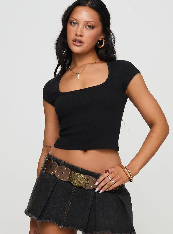 Baseline Square Neck Rib Top Black