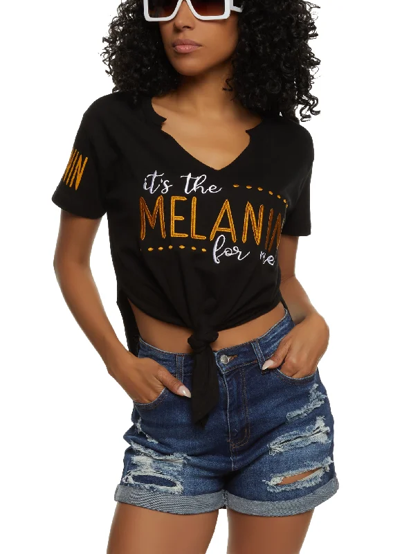 Its The Melanin For Me Knot Front Tee