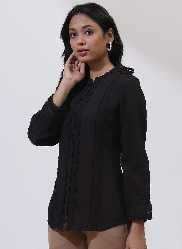 Black Phool Collection Shirt With Zigzag Lace