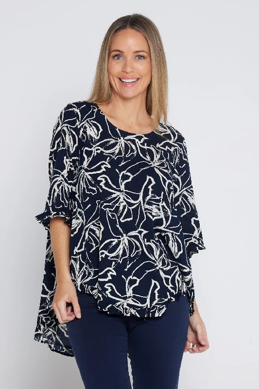 Blossom Top - Navy Floral