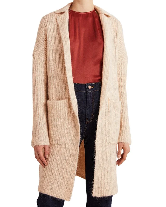 Boden Fluffy Ribbed Wool & Mohair-Blend Coatigan