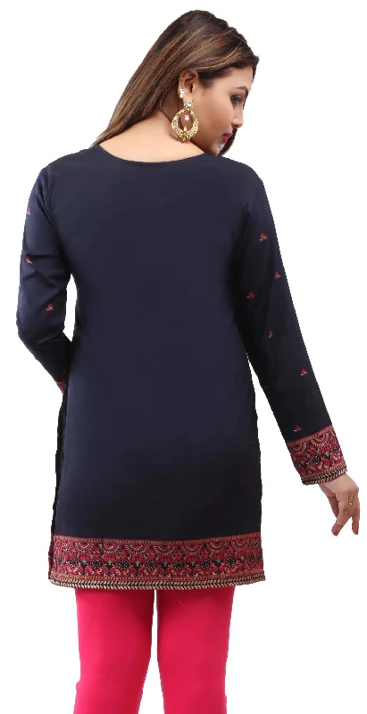 Dark Blue Short Kurti Tops for Women – Elegant Ethnic Wear