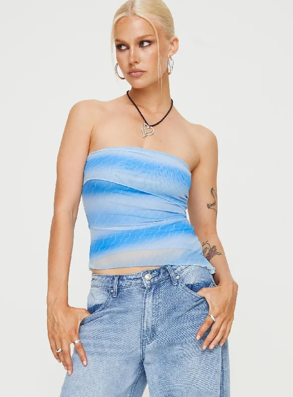 Devia Strapless Top Blue