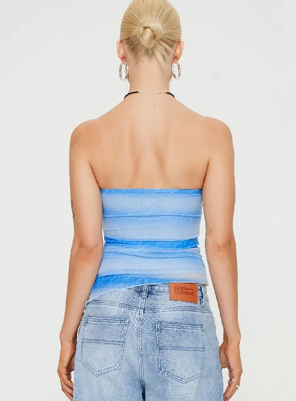 Devia Strapless Top Blue