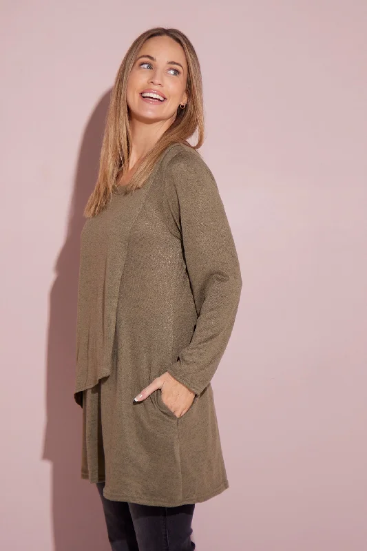 Divina Knit Tunic - Khaki