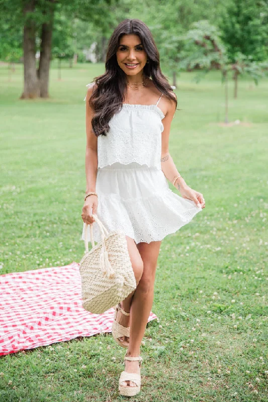 Dockside Dream White Crochet Detail Crop Top