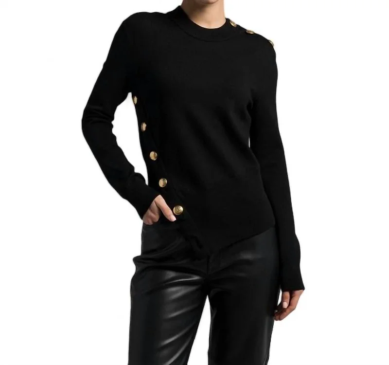 Drop Hem Knit Sweater In Black