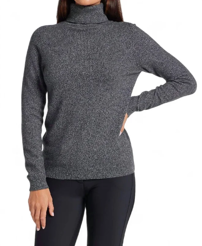 Emily Cashmere Turtleneck Sweater In Charcoal