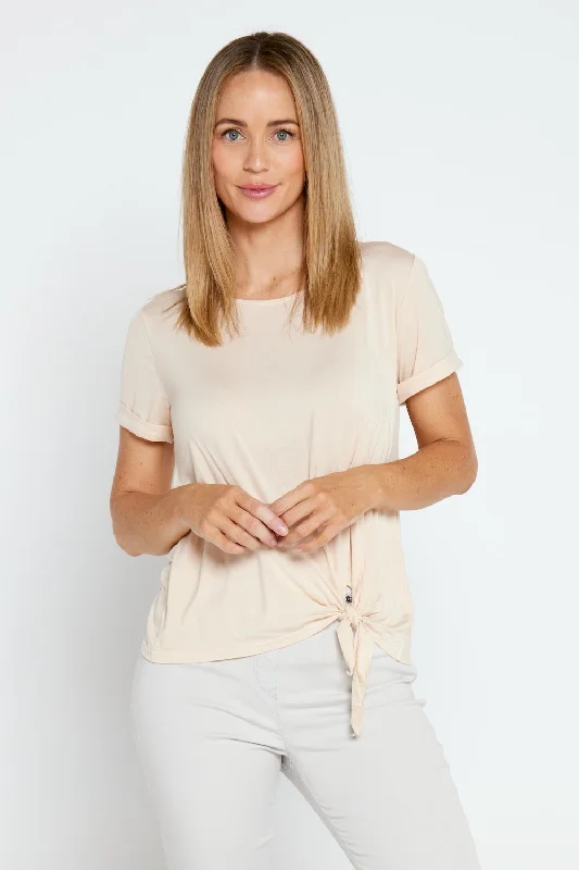 Front Tie Modal Tee - Cream