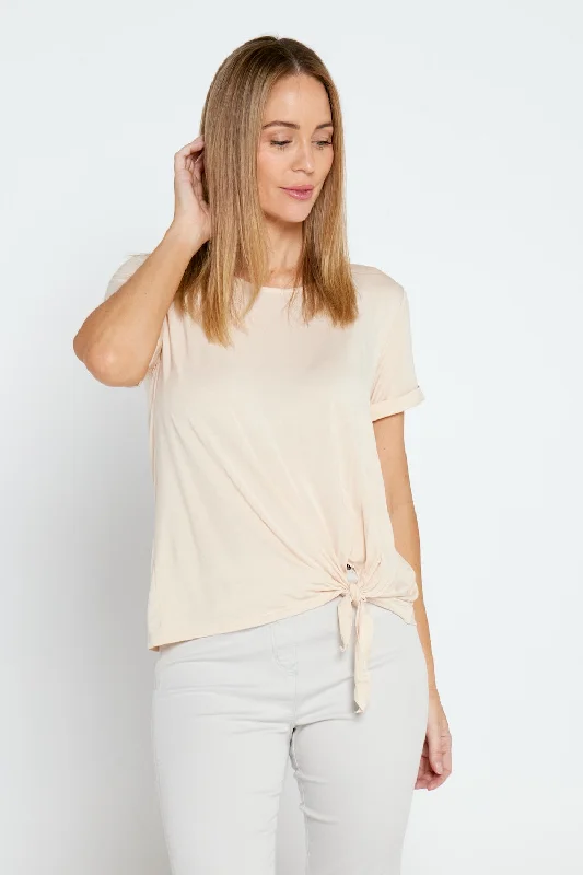 Front Tie Modal Tee - Cream