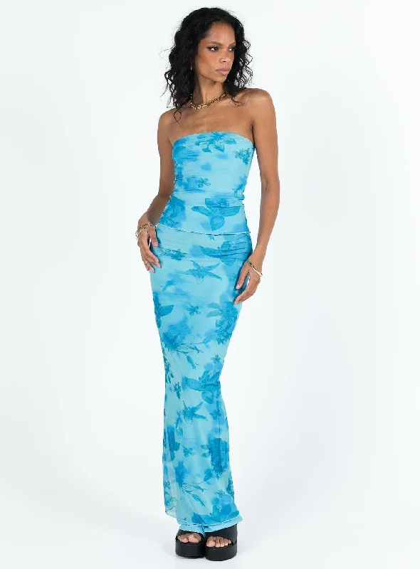 Hillcrest Floral Strapless Top Blue