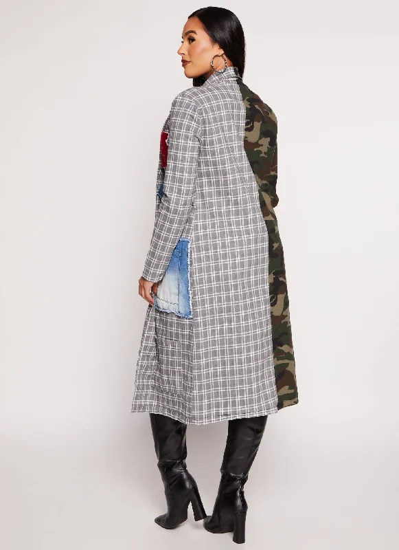 LA Chenille Patch Camo Plaid Duster