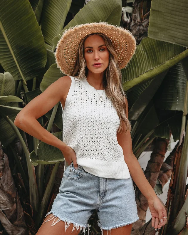 Ivory Crochet Sleeveless Sweater