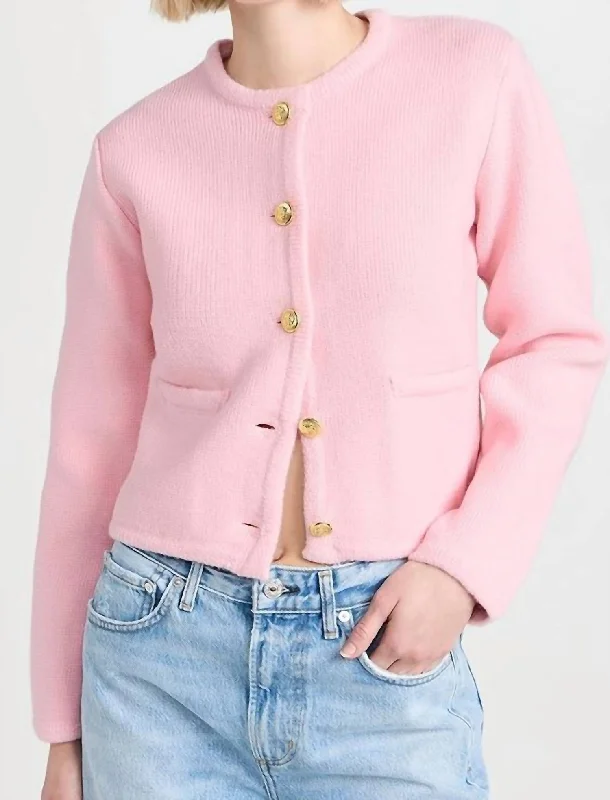 Knit Sweater Cardigan In Pink