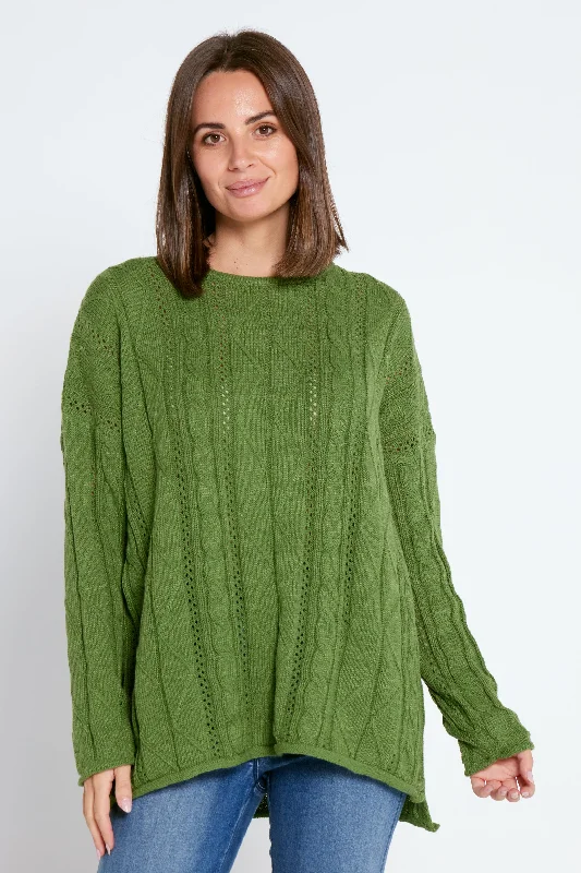 Lisa Cable Knit Jumper - Green