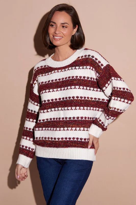 Mali Jumper  - Cream/Burgundy