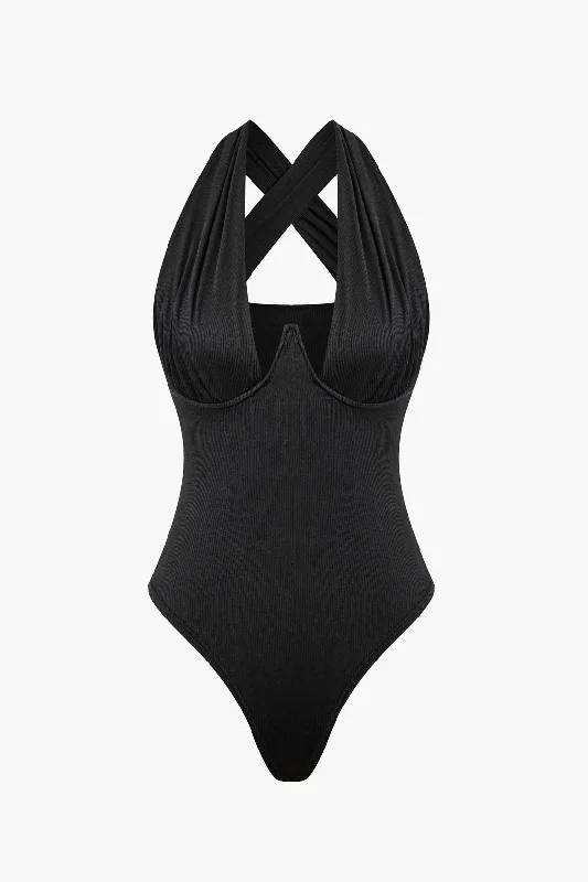 Crisscross Halter Bodysuit