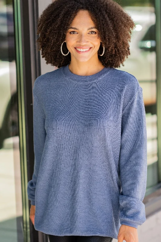 True To Form Navy Blue Corded Sweatshirt