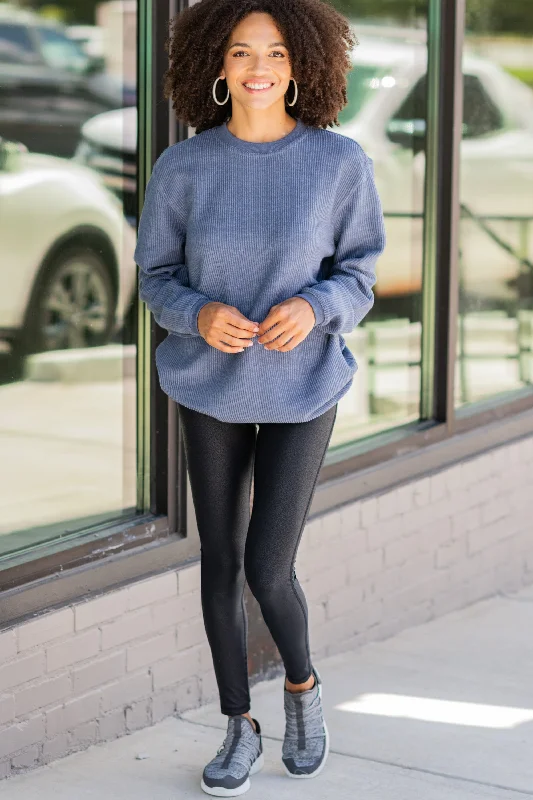 True To Form Navy Blue Corded Sweatshirt