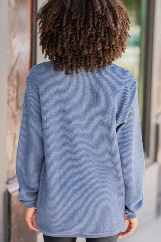 True To Form Navy Blue Corded Sweatshirt