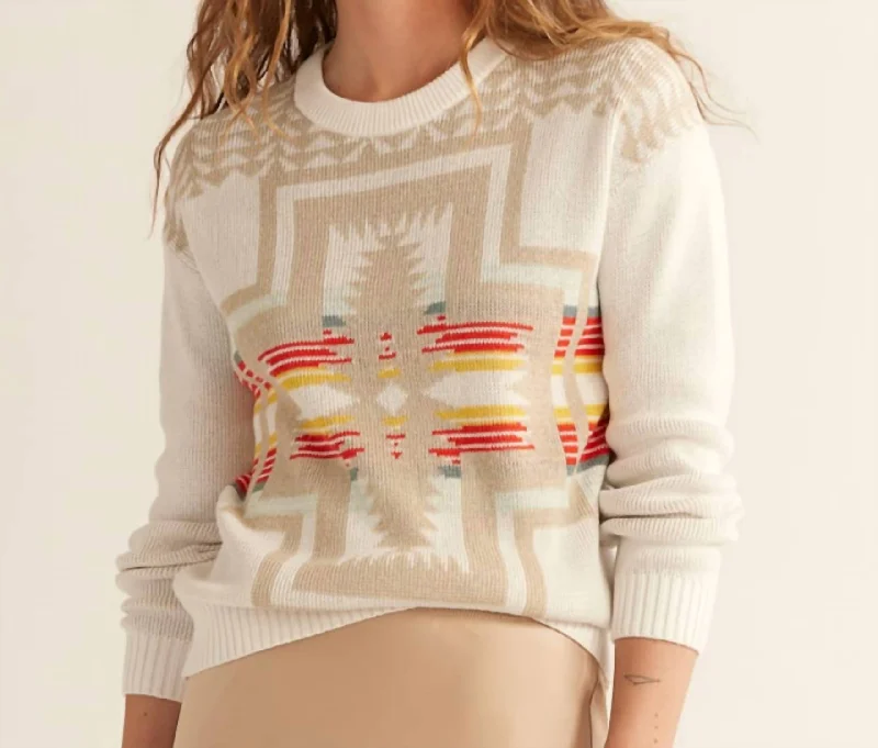 Montera Cotton Pullover In White Multi