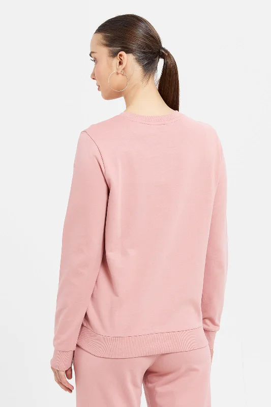 Women Pink Printed Sweatshirt