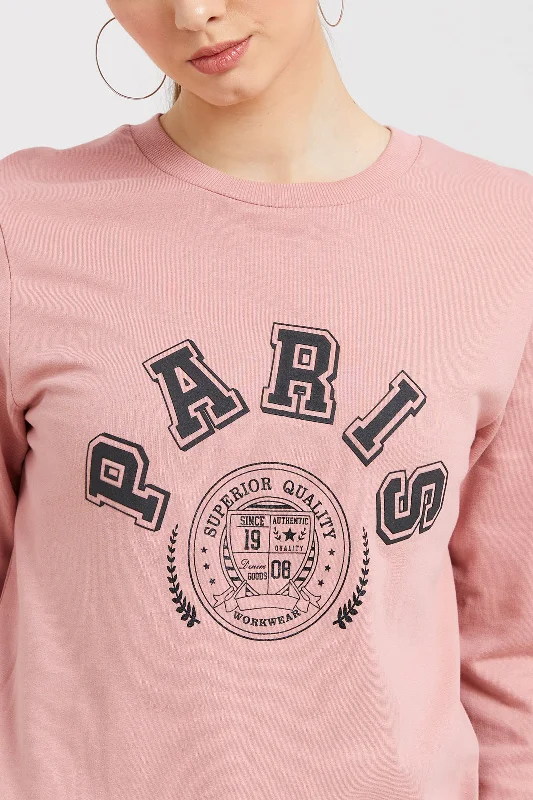 Women Pink Printed Sweatshirt