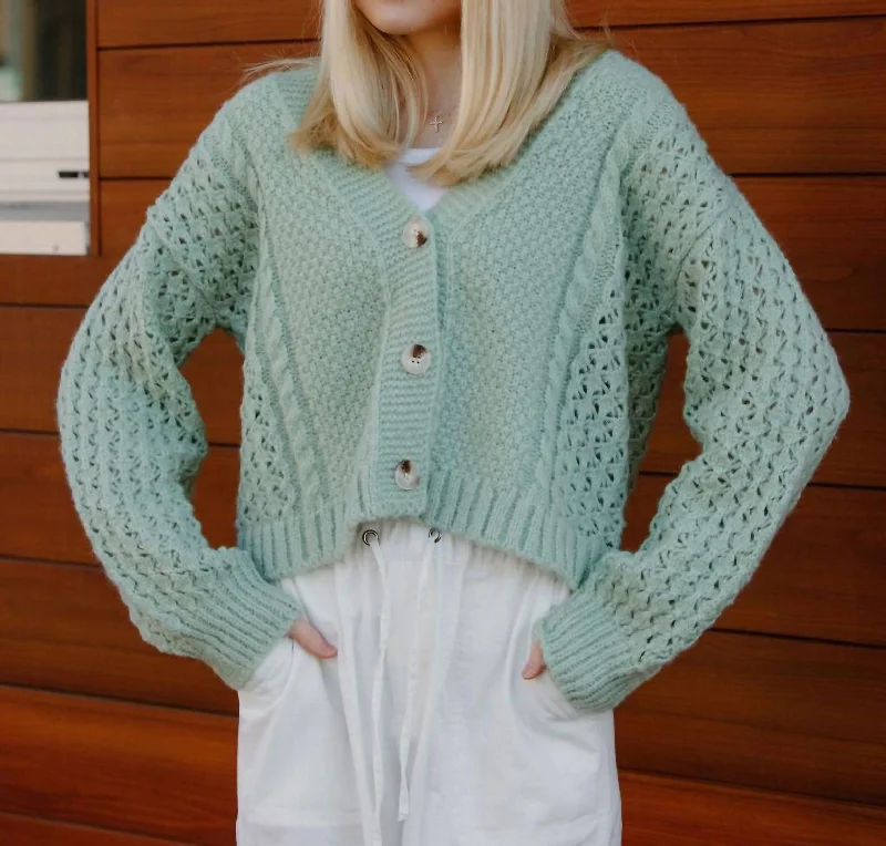 Piper Contrast Cardigan In Green