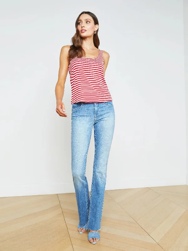 Sade Scoop Neck Tank Striped Red/ White