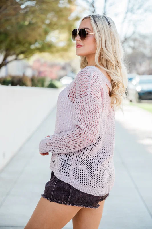 Sails On The Horizon Open Knit Taupe Sweater FINAL SALE