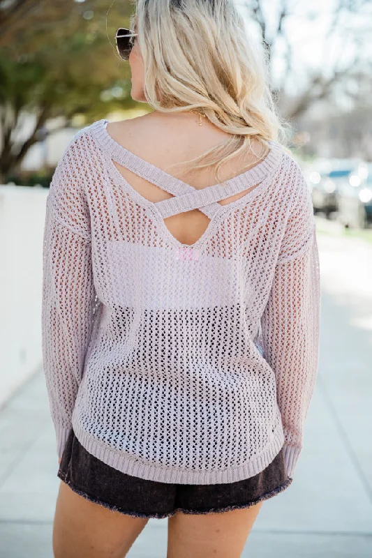 Sails On The Horizon Open Knit Taupe Sweater FINAL SALE