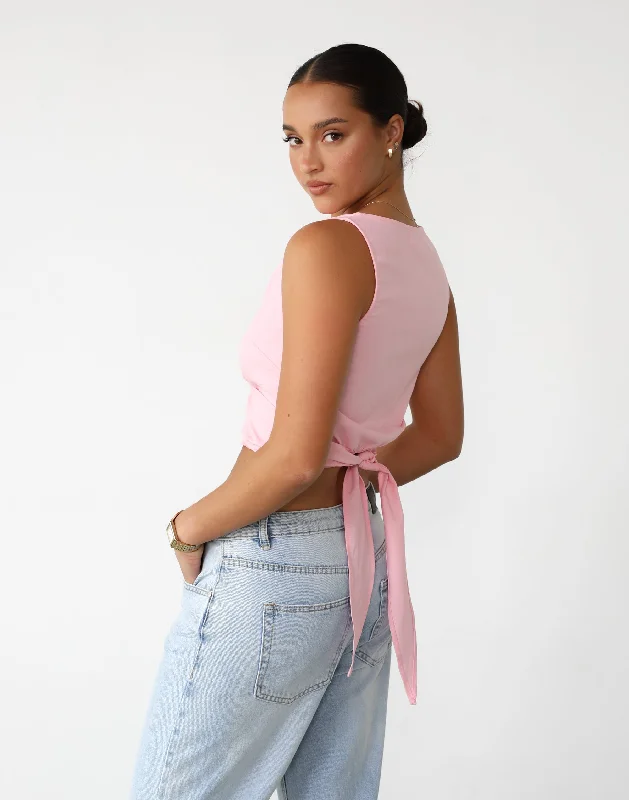 Somi Linen Top (Pink)